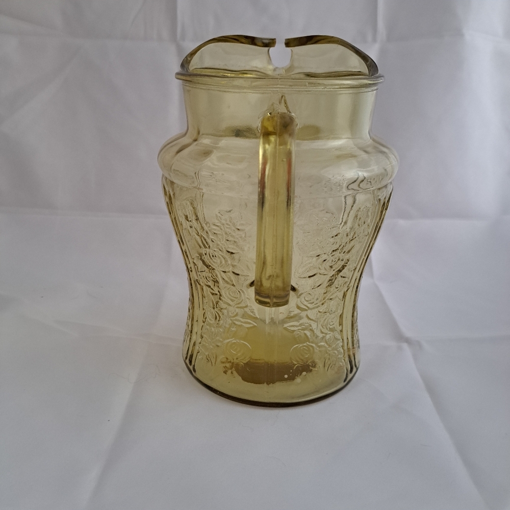 Vintage Federal Glass Sharon Cabbage Rose Pitcher - Picture 6 of 8